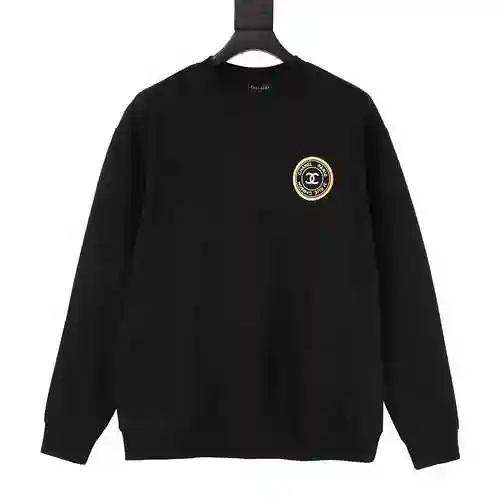 CHA * NEL/Chanel Little Fragrance Round Emblem Printed Round Neck Sweater