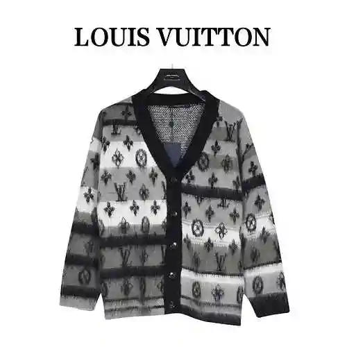 LV Louis Vuitton 23Fw Old Flower Gradient Striped Mohair Cardigan