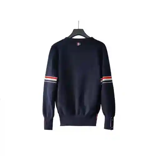 (TB Classic Double Sleeve Thickened Cardigan Wool Blend Sweater)