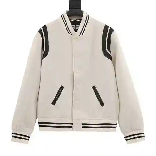 Saint Laurent Paris/Saint Laurent Collar White Baseball Collar Jacket
