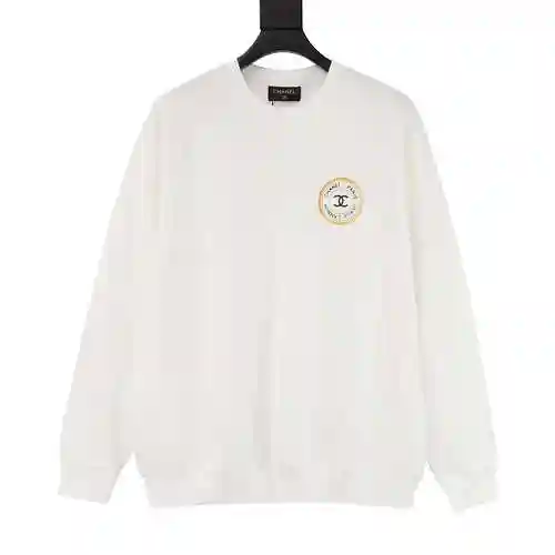 CHA * NEL/Chanel Little Fragrance Round Emblem Printed Round Neck Sweater